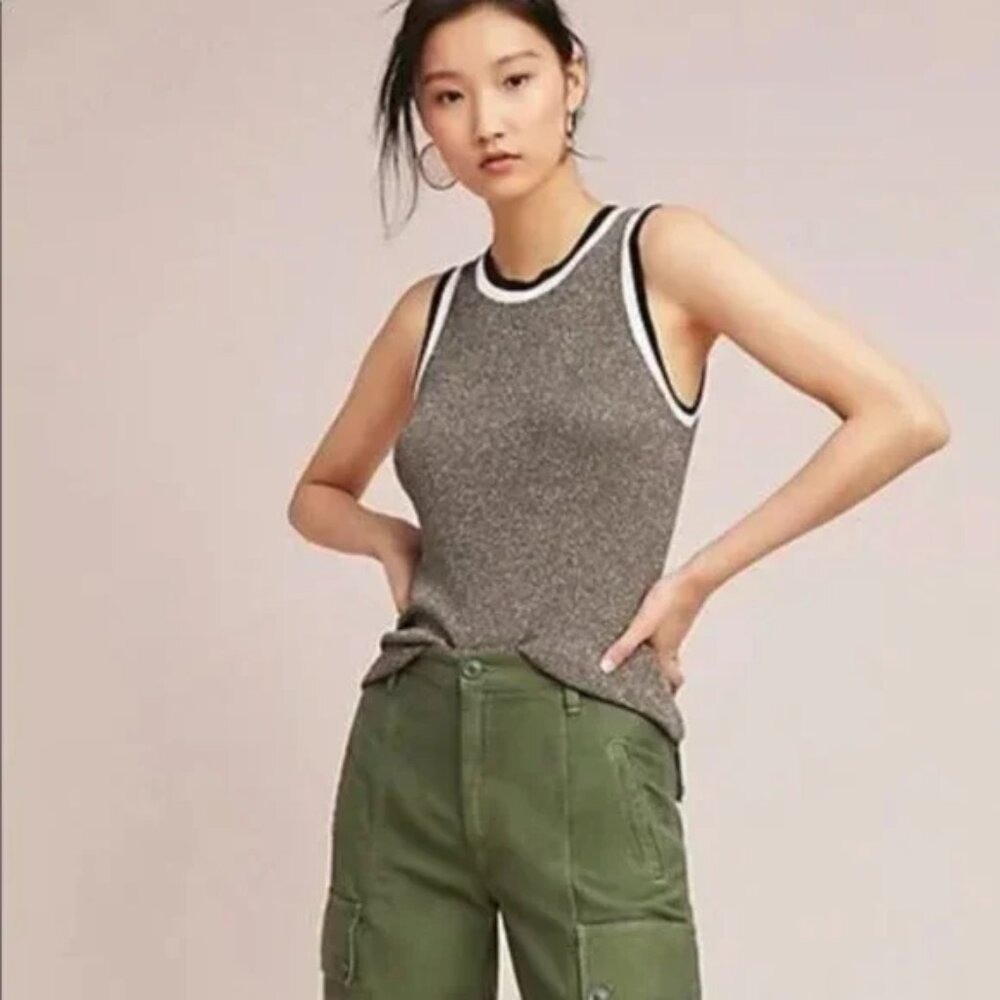 Anthropologie Moth Metallic knit tank top VALERIA SHINE SPARKLE TANK